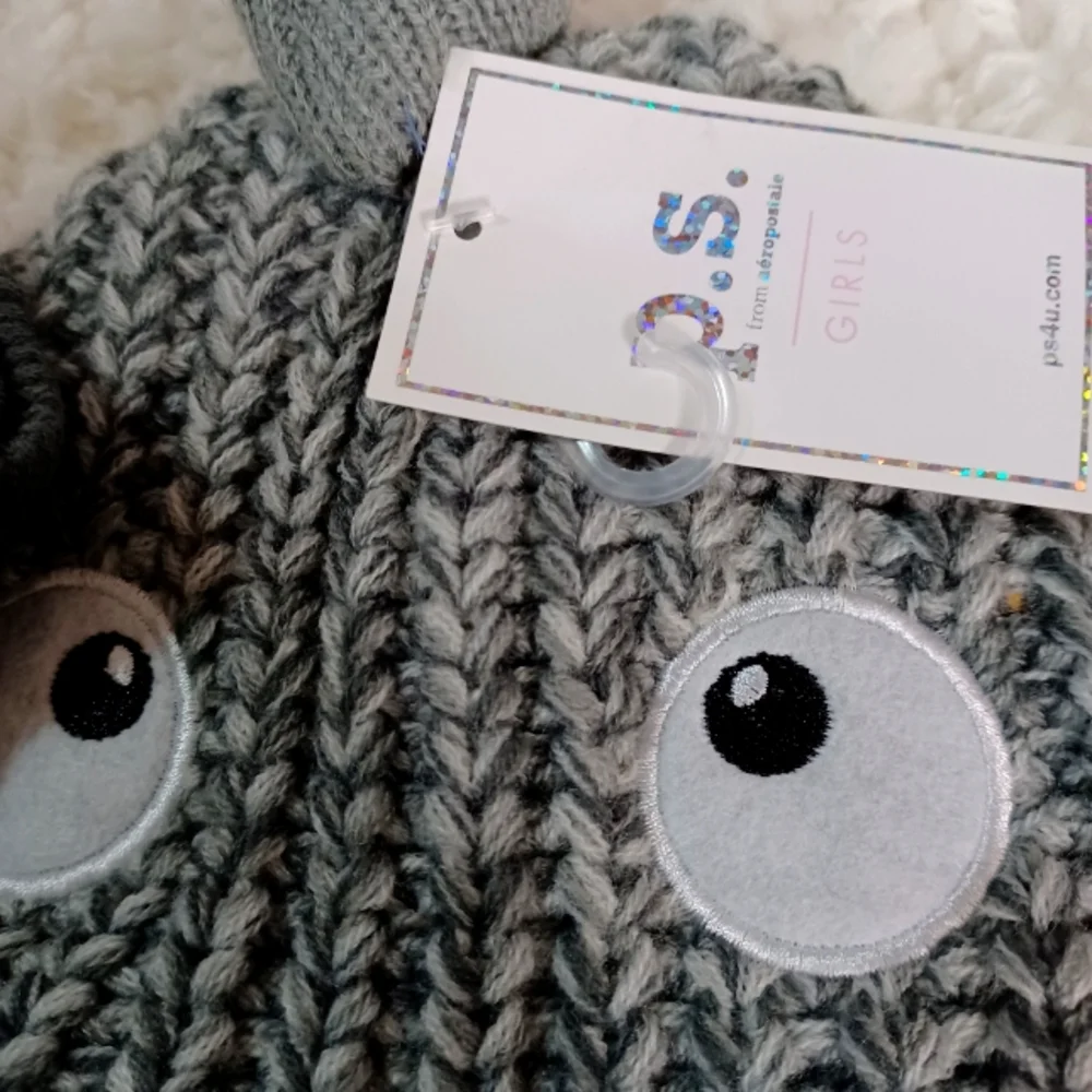P.S. From Aeropostale Beanie with Mittens One Size  Gray
